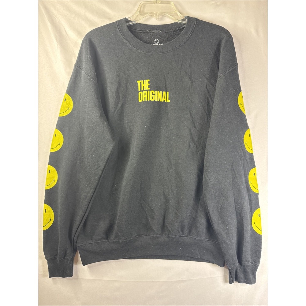 Smiley Company Sweatshirt Mens M The Original Black Yellow Retro Emoji Crewneck‎
